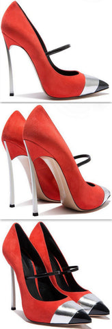Red Suede Blade Pump - DESIGNER INSPIRED FASHIONS
