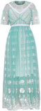 Round-Neck Embroidered-Tulle Dress