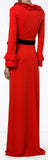 Red Ruffle-Trim Gown
