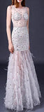 Rhinestone Embellished Feather Trim Gown