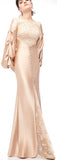 Lace-Detailed Button Embellished Gown