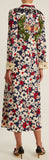 Butterfly-Embroidered Floral Print Dress