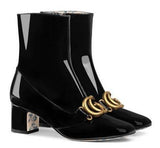 Patent Leather Ankle Boots with Double G
