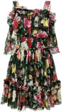 Rose Print Off-the-Shoulder Dress