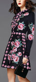 Roses Printed Long-Sleeve Dress