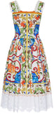 'Majolica' Printed Poplin Apron Dress