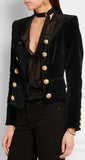 Double-Breasted Black Velvet Jacket - DESIGNER INSPIRED FASHIONS