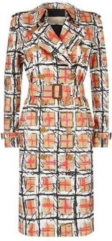Scribble Check Trench Coat