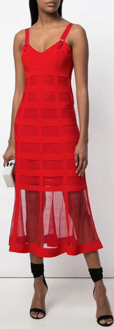 Mesh Overlay Stretch Dress