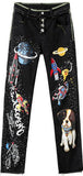 Printed Button-Fly Jeans