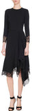 Lace-Trim Cady Dress, Black
