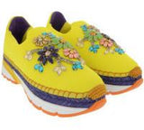 Jewel-Embellished Neoprene Slip-on Espadrille Sneakers - ( Orange, Yellow, Blue ) - DESIGNER INSPIRED FASHIONS