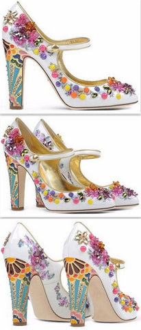 Embellished Closed-Toe White Pump - DESIGNER INSPIRED FASHIONS
