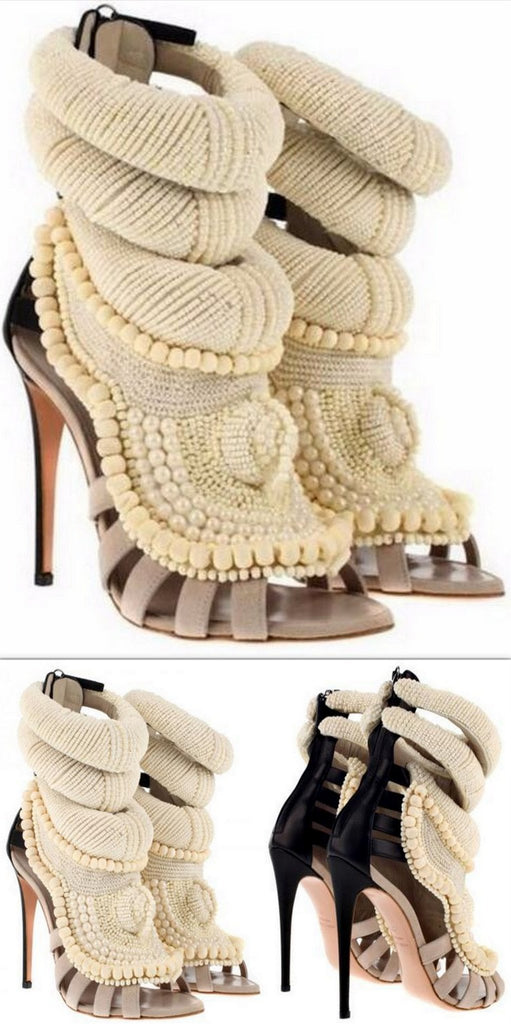 Embroidered Pearl Sandals - DESIGNER INSPIRED FASHIONS