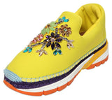 Jewel-Embellished Neoprene Slip-on Espadrille Sneakers - ( Orange, Yellow, Blue ) - DESIGNER INSPIRED FASHIONS