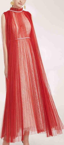 Pleated Organza Gown