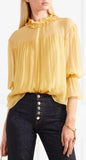 Shirred Silk-Georgette Blouse - Yellow, Pink/Nude, Black, White