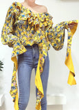 Ruffle Floral Print Top - Yellow or Black