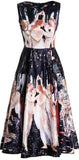 Vintage Printed Fit & Flare Midi Dress