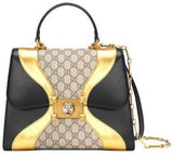 GG Supreme and Leather Top Handle Bag