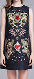 Black Embellished Jacquard Mini Dress