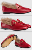'Jordaan' Fur Loafer, Red