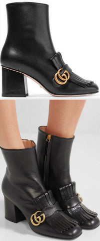 Marmont Fringed Logo-Embellished Leather Ankle Boots
