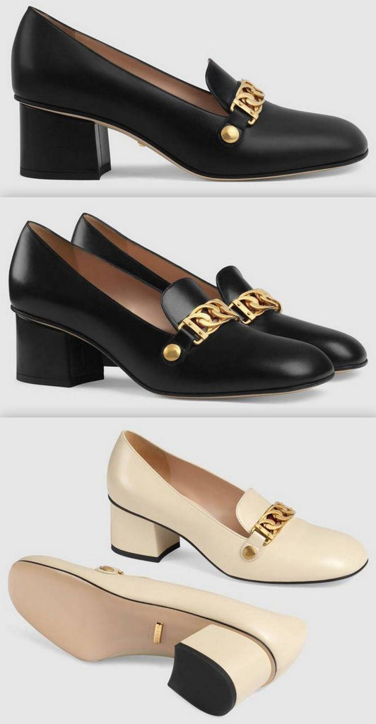 Sylvie Leather Mid-Heel Pump - Black or White