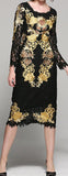 Black & Gold Embroidered Lace Dress