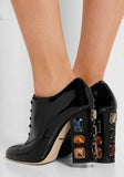 Crystal Embellished Patent Leather Ankle Boots