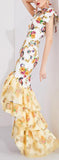 Printed Gown with Tiered Tulle Hem | DESIGNER INSPIRED FASHIONS