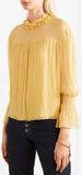 Shirred Silk-Georgette Blouse - Yellow, Pink/Nude, Black, White