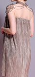 Pleated Crepe Mini Dress with Draped Crystal Detachment