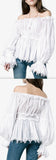 Floral-Trimmed Off-Shoulder Blouse