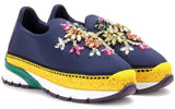 Jewel-Embellished Neoprene Slip-on Espadrille Sneakers - ( Orange, Yellow, Blue ) - DESIGNER INSPIRED FASHIONS