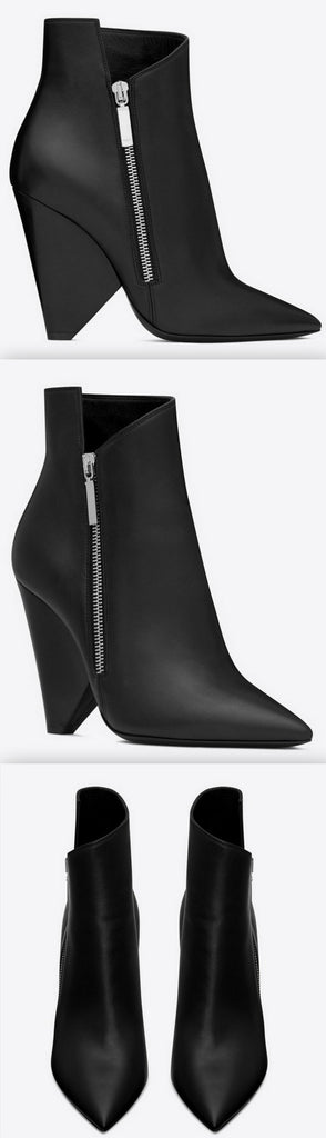 Niki Wedge Bootie in Leather - Black