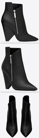 Niki Wedge Bootie in Leather - Black