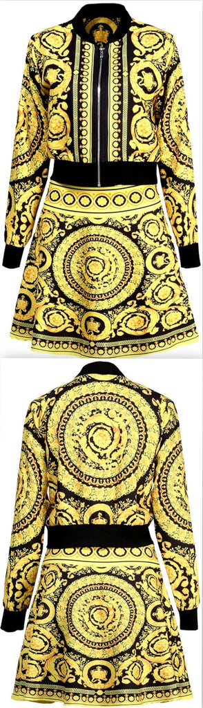 Baroque Print Jacket and Skirt set
