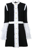 'Sincerity' Black & White Ruffle Dress