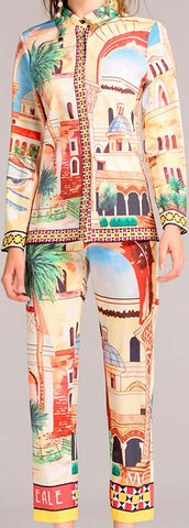 Printed Shirt and Cropped Pant Set
