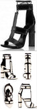 Patchwork Leather Cage Sandals in Black or White - DESIGNER INSPIRED FASHIONS