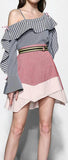 Off-the-Shoulder Ruffle Top and Asymmetrical Mini Skirt Set