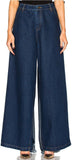 Large Bow Wide-Leg Denim Pants - DESIGNER INSPIRED FASHIONS