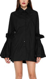 Pleated-Flared-Sleeve Shirt - Black or White