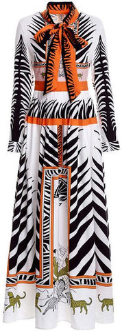 Tiger Stripe Animal-Printed Maxi Dress