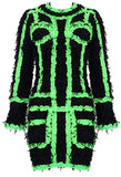Neon Ruffle Trim Dress