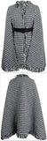 Houndstooth Fringed Poncho Coat