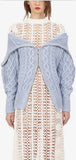 Long Cable Knit Cardigan - Light Blue, Black or Red