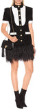 Feather-Trimmed Tweed Mini Dress