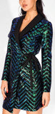 Sequin-Embellished Wrap Dress